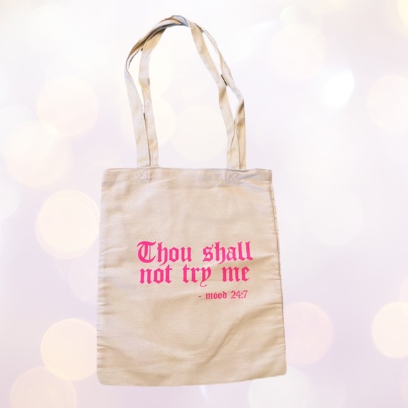 Hand Crafted Handbags - Thou shall not try me book Canvas tote bag
